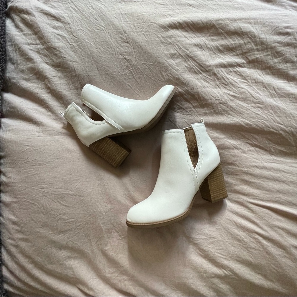 White Booties with slit on the side